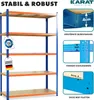 A shelving unit with informational graphics highlighting its features. Produktbild-Vorschau