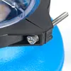 A close-up view of a black plastic clamp attached to a blue tank, with a silver screw and bolt visible. Náhľad obrázku produktu