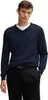 Hugo Boss Pullover V-Ausschnitt dunkelblau einfarbig Wolle Produktbild-Vorschau 1