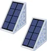 Zwei silberne dreieckige Solar-Wandleuchten mit dunkelblauen Solarmodulen und mehreren kleinen LED-Lampen Náhľad obrázku produktu