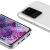 Two transparent phone cases are shown on a white background. One case is on a phone with a colorful wallpaper, and the other is shown from the back. Produktbild-Vorschau