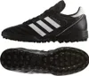 A pair of black Adidas Kaiser 5 Team soccer cleats, shown from the side and the sole. Produktbild-Vorschau