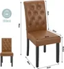 A diagram showing the dimensions of a brown dining chair, with a smaller image of the chair on the left. Produktbild-Vorschau