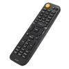 A black remote control with orange power button, set against a white background. Voir les images du produit