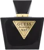 A black perfume bottle with a gold label. Podgląd zdjęcia produktu