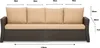 A front view of a sofa with cushions, showing dimensions and measurements. Anteprima dell’immagine prodotto