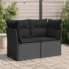 Gartensofa mit Kissen 2-Sitzer Schwarz Poly Rattan Produktbild-Vorschau 2