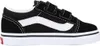 A side view of a black Vans Old Skool V sneaker with white accents and velcro straps. Voir les images du produit