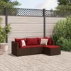 The Living Store 4-tlg. Garten-Lounge-Set mit Kissen Braun Produktbild-Vorschau 2