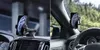 Two split images showing a car phone mount attached to a car dashboard and windshield. Produktbild-Vorschau