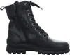 A black leather lace-up boot with a side zipper, shown from the side against a white background. Produktbild-Vorschau