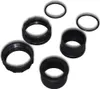 A collection of black plastic plumbing or pool pump components, including threaded rings and cylindrical sleeves, arranged on a white background. Náhľad obrázku produktu