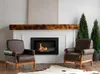A living room scene with a fireplace, two armchairs, and decorative trees. Anteprima dell’immagine prodotto