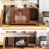 COSTWAY Kattenmeubel met boekenkast, oplaadstation, 3 Productafbeelding-voorbeeld 5