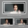 A collage showing a mirror with LED lights, demonstrating different lighting modes. Podgląd zdjęcia produktu