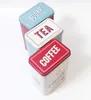 Three decorative metal tins for coffee, tea, and sugar, arranged diagonally on a white background. Produktbild-Vorschau