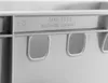 Close-up of a grey plastic crate with embossed text and handles. Produktbild-Vorschau