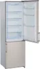 An open refrigerator with its door ajar, showing empty shelves and door compartments. Produktbild-Vorschau