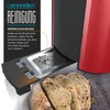 A close-up view of a toaster's crumb tray, with text explaining how to clean it, and slices of bread in the foreground. Produktbild-Vorschau