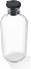 A clear glass milk carafe with a black lid, presented on a white background. Produktbild-Vorschau