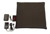 A brown heating cushion with its accessories laid out on a white background. Produktbild-Vorschau