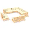 11-tlg. Garten-Lounge-Set mit Creme Kissen Massivholz Produktbild-Vorschau 1