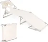 A cream-colored foldable lounge chair with a headrest is shown in two configurations: fully extended and folded. The chair has a gray metal frame. Produktbild-Vorschau