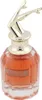 Eleganter Glasflakon des Parfums So Scandal! mit goldener Kappe in Form ausgestreckter Beine, Ansicht von schräg oben. Produktbild-Vorschau