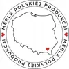 A circular logo with a map of Poland inside, featuring text around the border and small heart icons. Náhled obrázku produktu