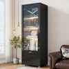 okwish Vitrine,Schwarze Hochglanzvitrinen mit Glastüren und Produktbild-Vorschau 2