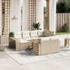 vidaXL 11-tlg. Garten-Sofagarnitur mit Kissen Beige Poly Produktbild-Vorschau 2