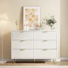 INONEFT Kommode mit 6 Schubladen, Sideboard mit Golden Produktbild-Vorschau 2