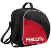 A black and red backpack with white trim, shown from a side-diagonal angle against a white background. Produktbild-Vorschau