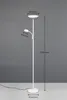 A white floor lamp with a reading light, shown against a plain gray background with dimensions indicated by text overlays. Anteprima dell’immagine prodotto