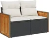 vidaXL 9-tlg. Garten-Sofagarnitur mit Kissen Schwarz Poly Produktbild-Vorschau 3