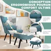 Fauteuil Patchwork Scandinave avec Repose-Pieds Support Voir les images du produit 4