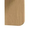 A close-up view of the textured surface and rounded edge of a wooden furniture piece. Voir les images du produit