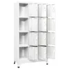 A white metal locker unit with 12 open compartments against a white background. Produktbild-Vorschau