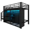 Hochbett mit Kleiderschrank, LED-Streifen, Lattenrost, Produktbild-Vorschau 9