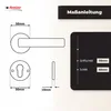 Diagrams and measurements for a door handle set. Produktbild-Vorschau
