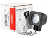 A product shot of an LED work lamp and its packaging, along with mounting hardware. Produktbild-Vorschau