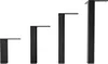 Four black furniture legs of varying heights are arranged in ascending order from left to right against a white background. Produktbild-Vorschau