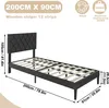 TRMLBE Bettgestell 90x200 cm Gästebett Metallbett mit Leder Produktbild-Vorschau 2