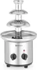 A stainless steel chocolate fountain with two knobs on the base and a small red indicator light. Podgląd zdjęcia produktu