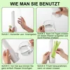 A collage of four images showing how to use a vegetable fresh-keeping box. Produktbild-Vorschau