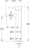 A line drawing diagram of a faucet with measurements. Produktbild-Vorschau