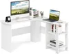 A white L-shaped desk with a computer monitor, laptop, and books. Produktbild-Vorschau