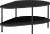 A black, two-tiered coffee table with a unique, asymmetrical shape. Produktbild-Vorschau