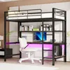 MODFU Lit Mezzanine Ado Métal 90x200 cm - Avec Bureau de Voir les images du produit 2
