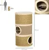 A diagram showing a cat tree with dimensions and a silhouette of a person for scale. Produktbild-Vorschau